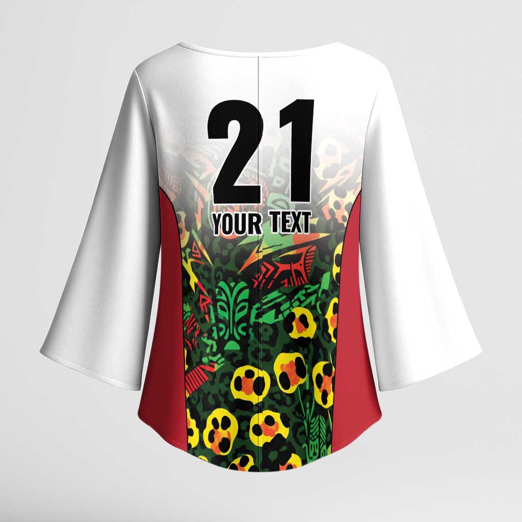 Custom Guyana Football Kimono Sleeve Blouse Spirit of the Jaguar - White - Wonder Print Shop