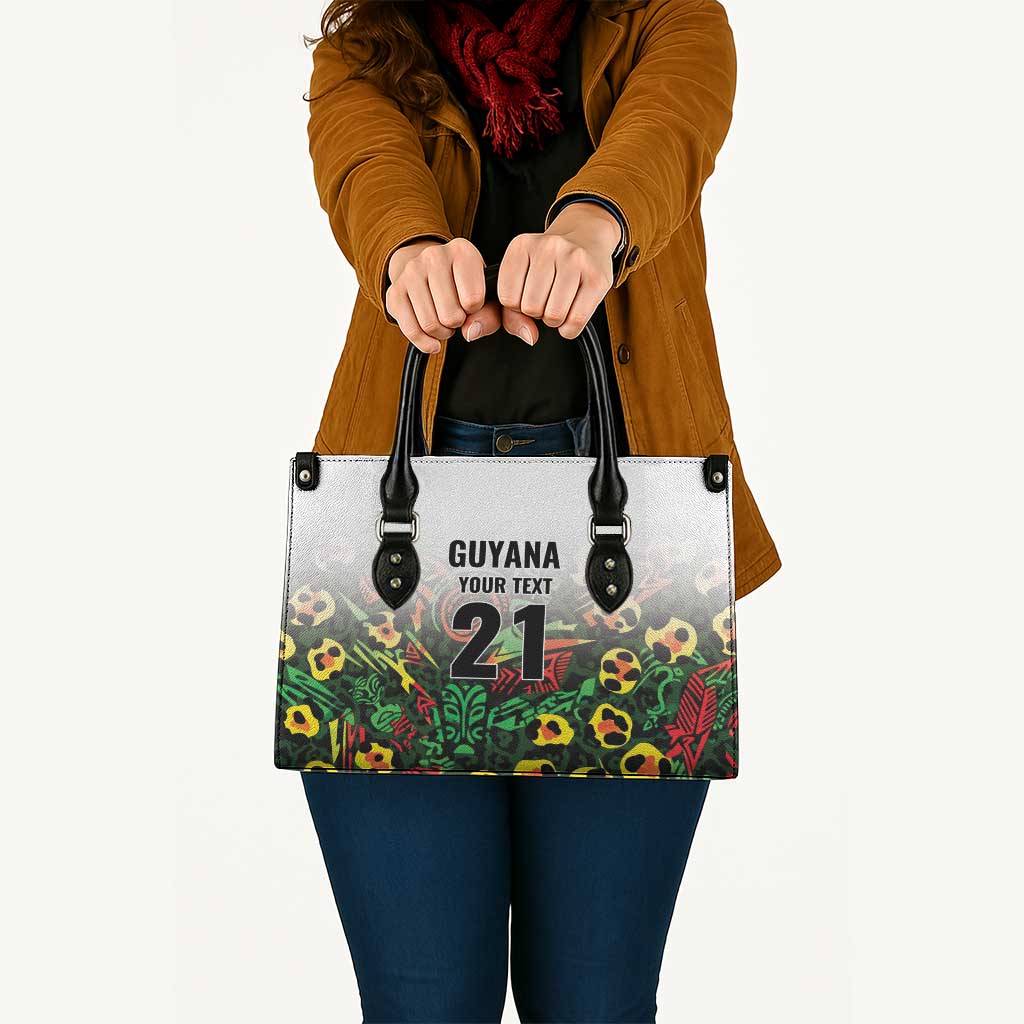 Custom Guyana Football Leather Bag Spirit of the Jaguar - White - Wonder Print Shop