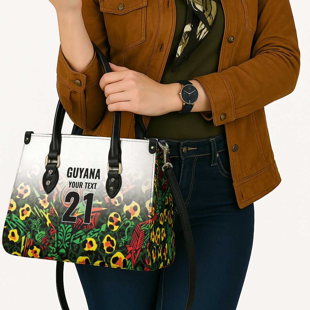 Custom Guyana Football Leather Bag Spirit of the Jaguar - White - Wonder Print Shop
