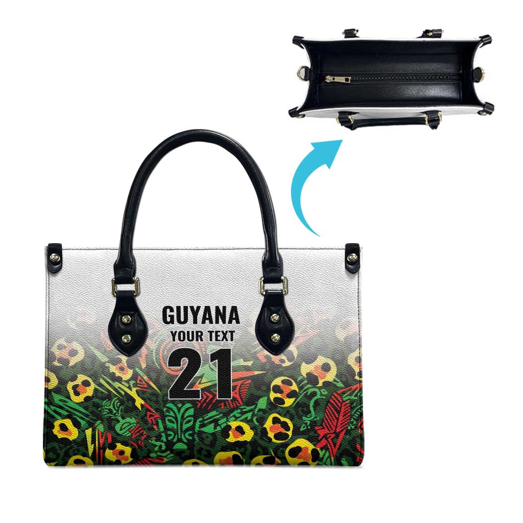 Custom Guyana Football Leather Bag Spirit of the Jaguar - White - Wonder Print Shop