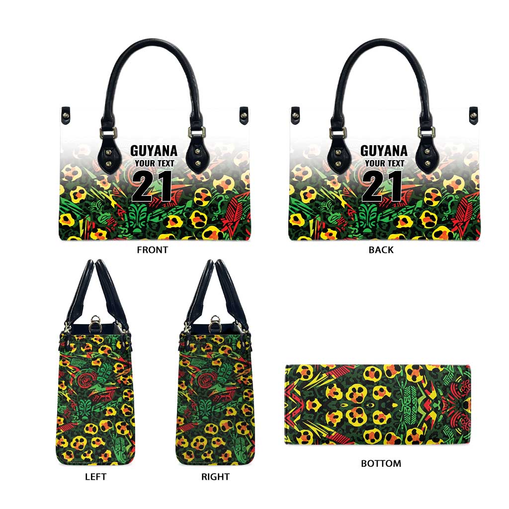 Custom Guyana Football Leather Bag Spirit of the Jaguar - White - Wonder Print Shop