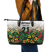 Custom Guyana Football Leather Tote Bag Spirit of the Jaguar - White - Wonder Print Shop