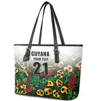 Custom Guyana Football Leather Tote Bag Spirit of the Jaguar - White - Wonder Print Shop