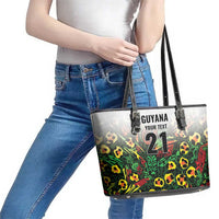 Custom Guyana Football Leather Tote Bag Spirit of the Jaguar - White - Wonder Print Shop