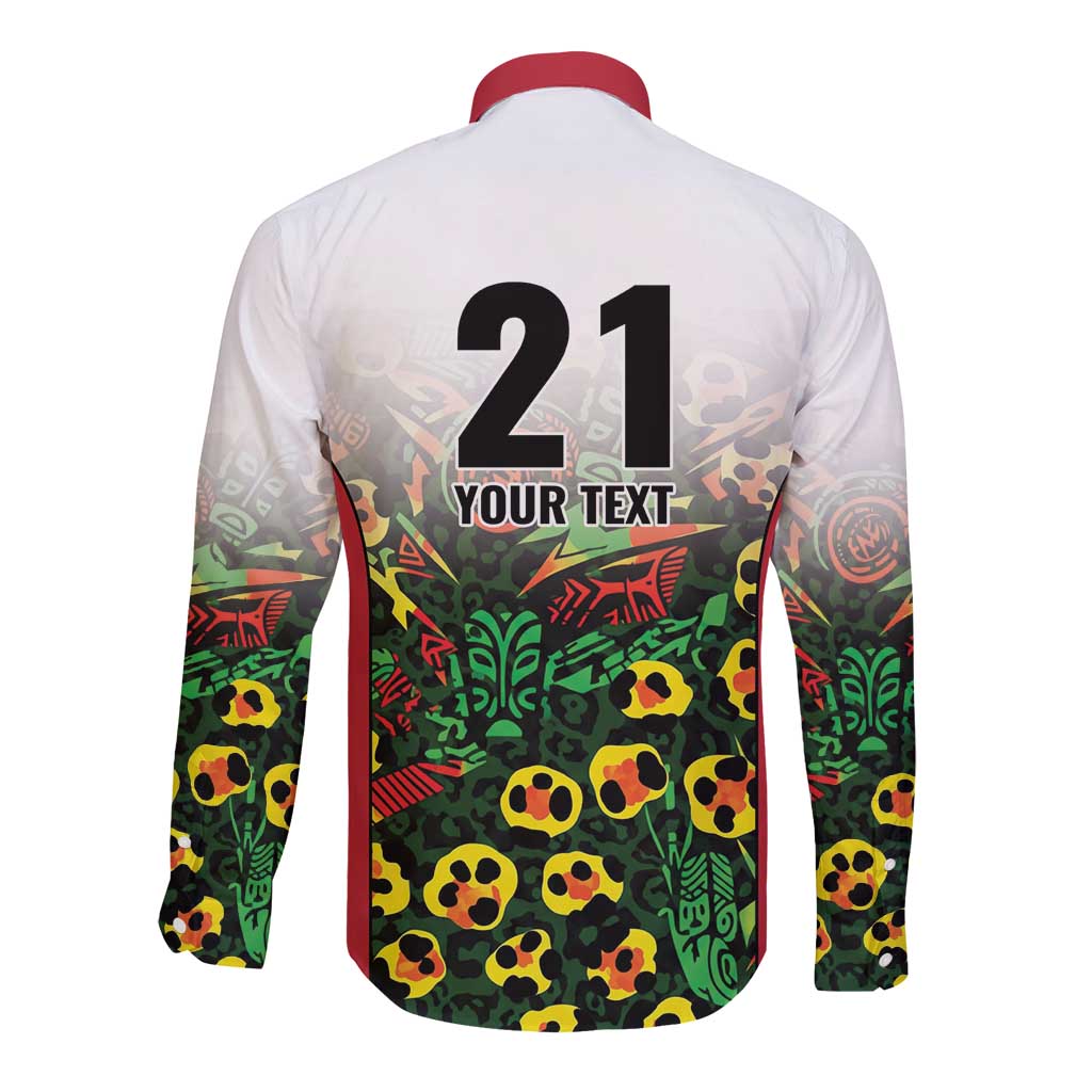 Custom Guyana Football Long Sleeve Button Shirt Spirit of the Jaguar - White - Wonder Print Shop