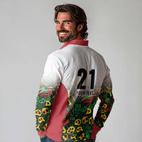 Custom Guyana Football Long Sleeve Polo Shirt Spirit of the Jaguar - White - Wonder Print Shop