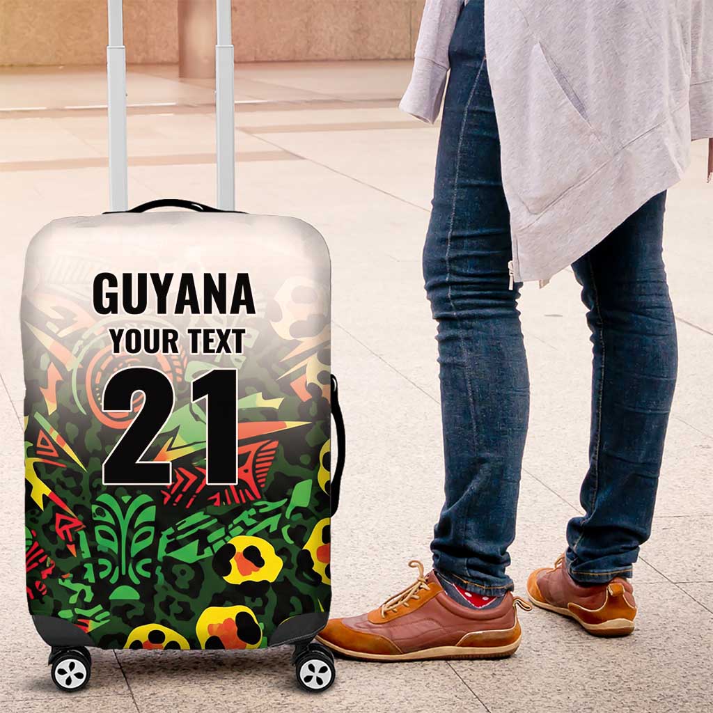 Custom Guyana Football Luggage Cover Spirit of the Jaguar - White - Wonder Print Shop