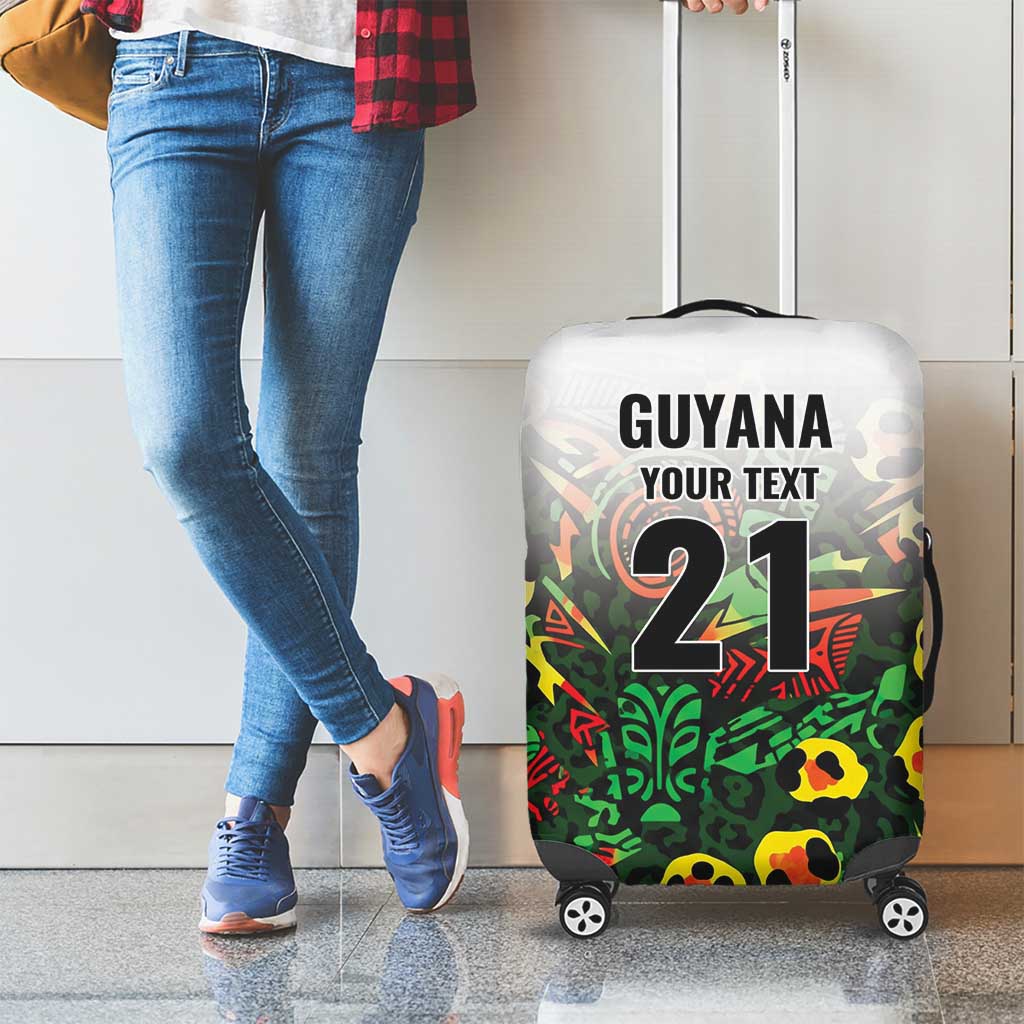 Custom Guyana Football Luggage Cover Spirit of the Jaguar - White - Wonder Print Shop