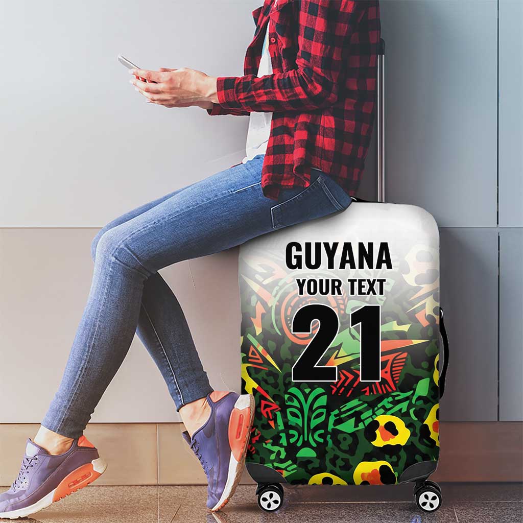 Custom Guyana Football Luggage Cover Spirit of the Jaguar - White - Wonder Print Shop