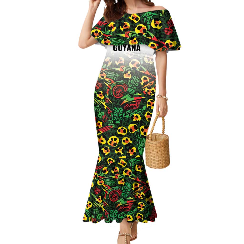 Custom Guyana Football Mermaid Dress Spirit of the Jaguar - White - Wonder Print Shop