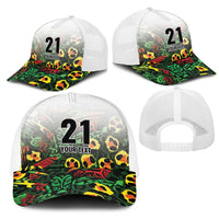Custom Guyana Football Mesh Trucker Cap Spirit of the Jaguar - White - Wonder Print Shop