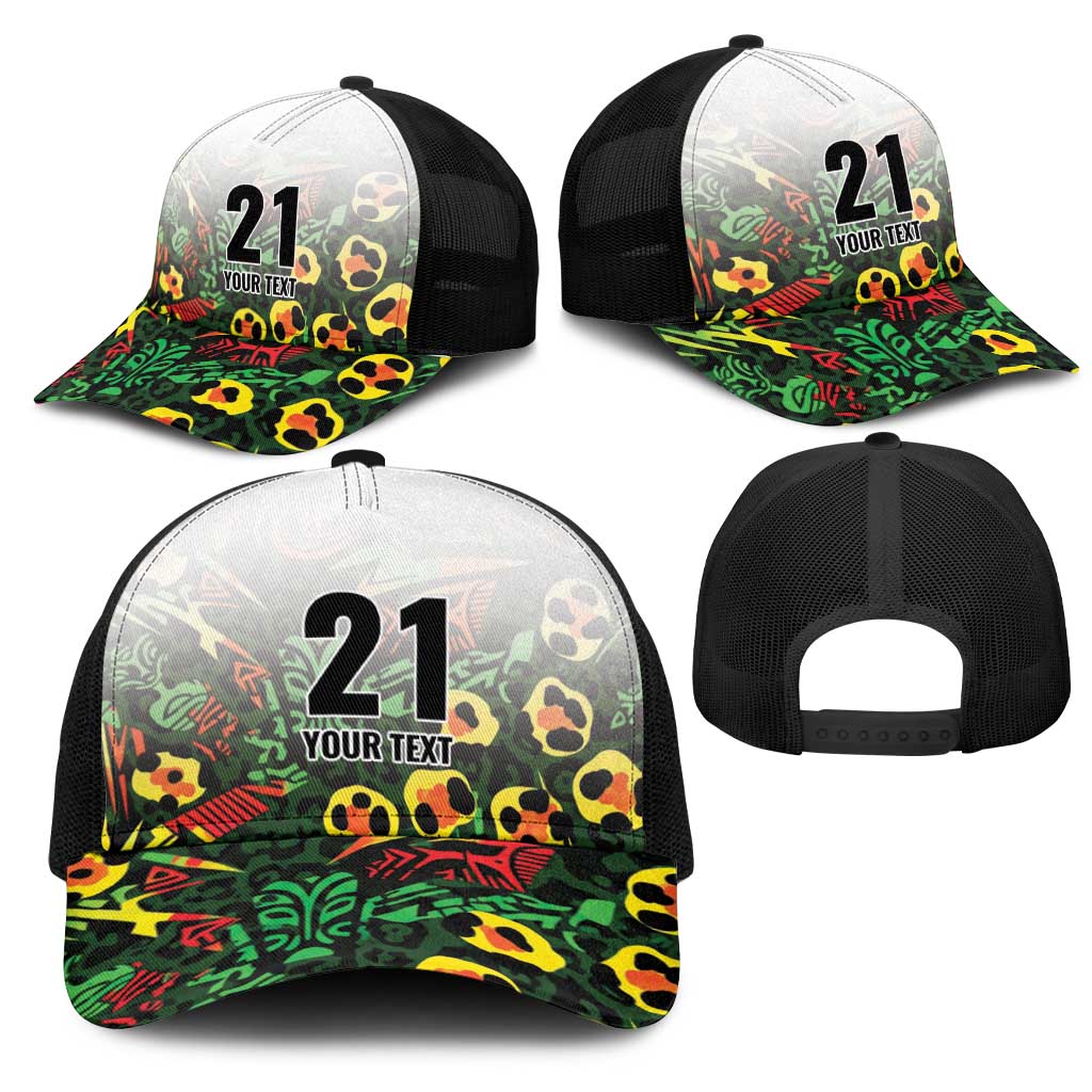 Custom Guyana Football Mesh Trucker Cap Spirit of the Jaguar - White - Wonder Print Shop