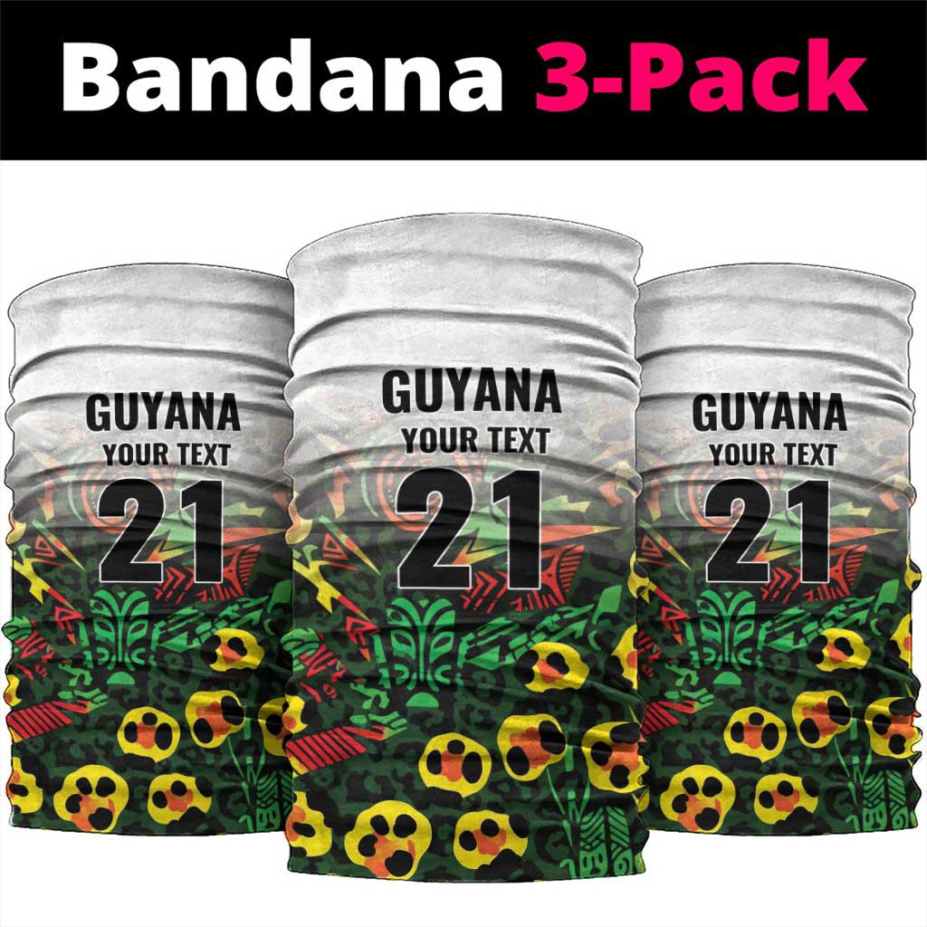 Custom Guyana Football Neck Gaiter Spirit of the Jaguar - White - Wonder Print Shop