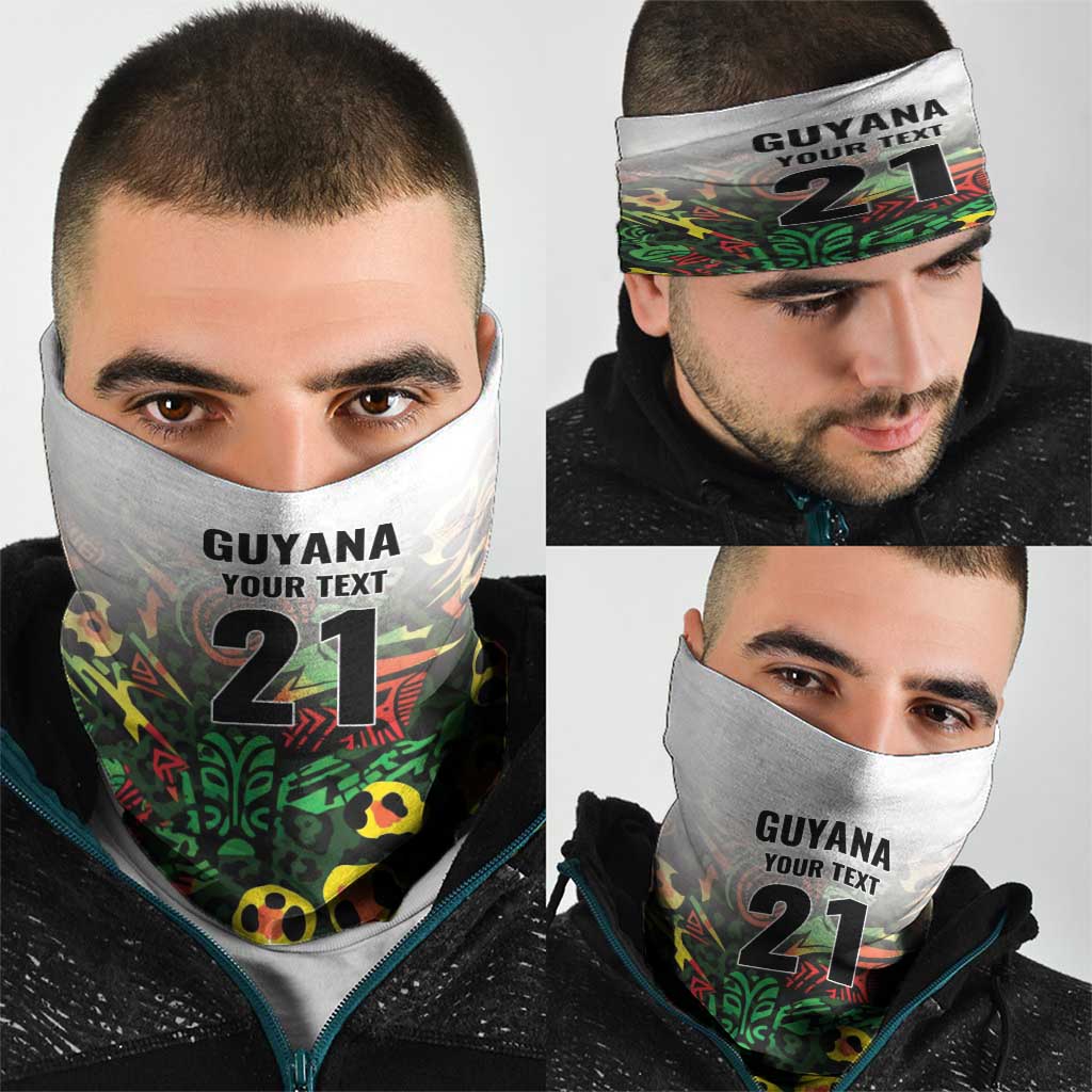 Custom Guyana Football Neck Gaiter Spirit of the Jaguar - White - Wonder Print Shop