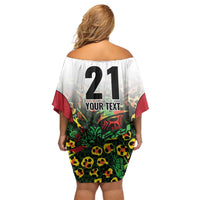 Custom Guyana Football Off Shoulder Short Dress Spirit of the Jaguar - White - Wonder Print Shop