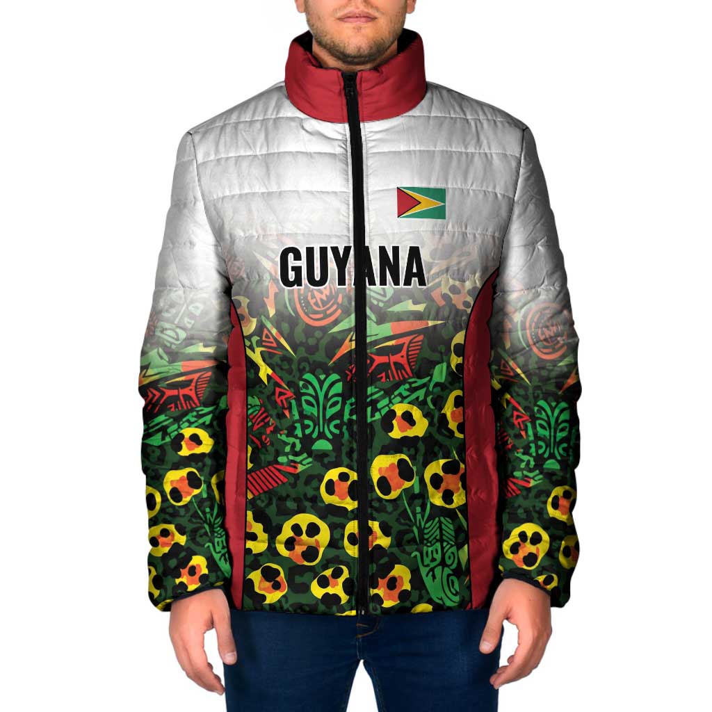 Custom Guyana Football Padded Jacket Spirit of the Jaguar - White - Wonder Print Shop