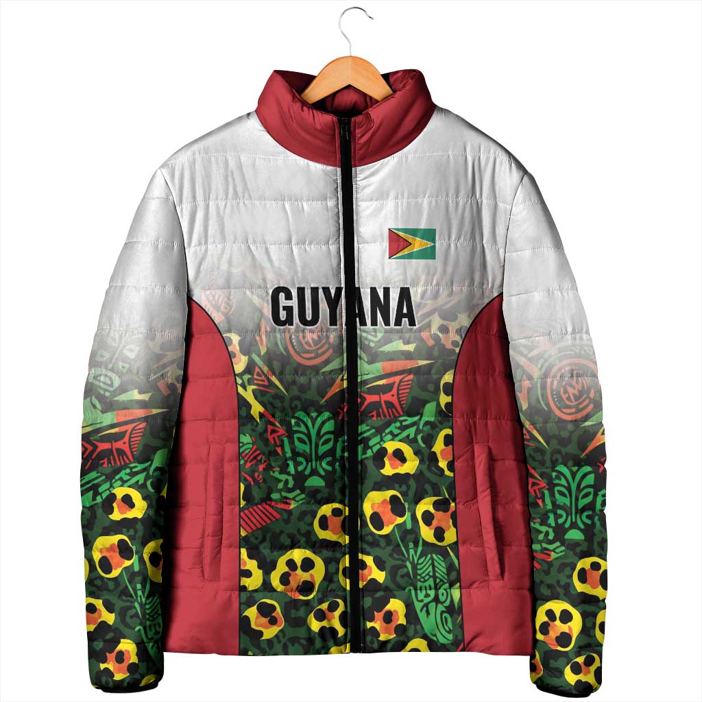 Custom Guyana Football Padded Jacket Spirit of the Jaguar - White - Wonder Print Shop