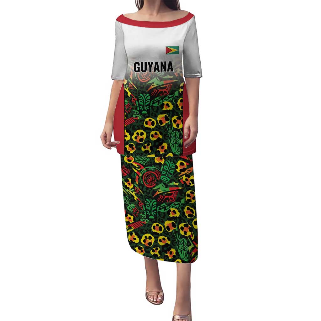 Custom Guyana Football Puletasi Spirit of the Jaguar - White - Wonder Print Shop