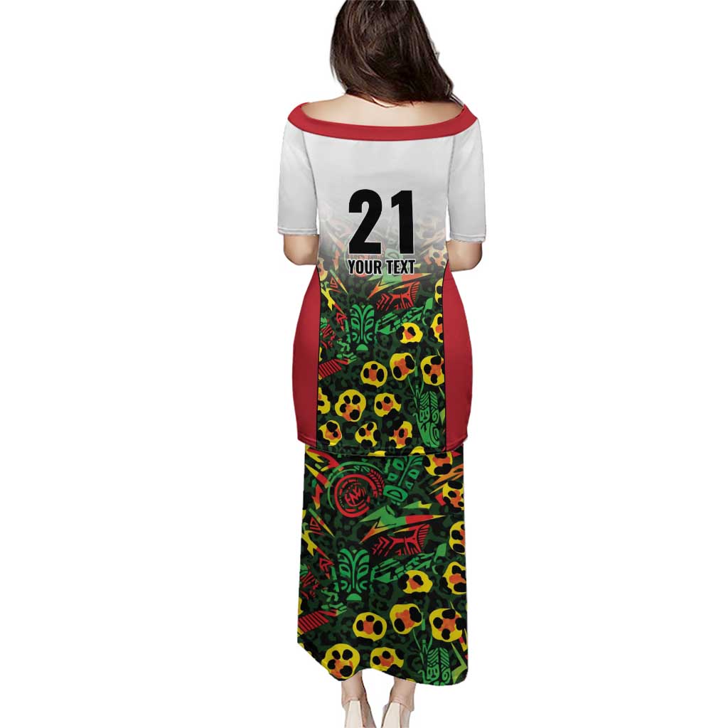 Custom Guyana Football Puletasi Spirit of the Jaguar - White - Wonder Print Shop