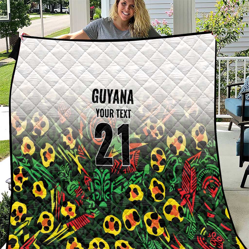 Custom Guyana Football Quilt Spirit of the Jaguar - White - Wonder Print Shop