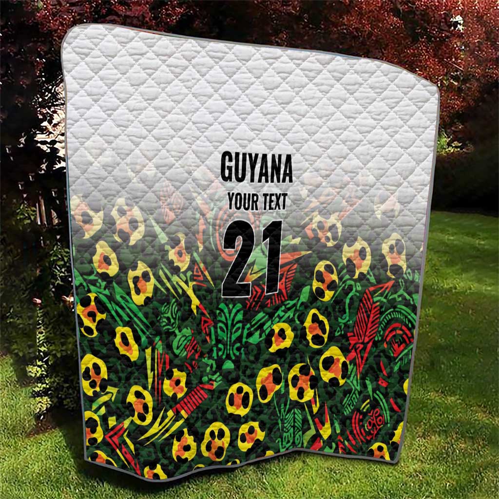 Custom Guyana Football Quilt Spirit of the Jaguar - White - Wonder Print Shop