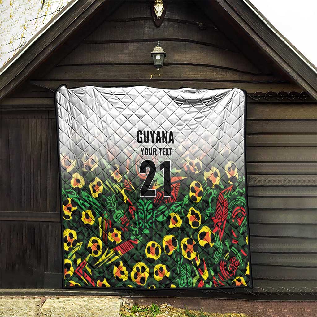 Custom Guyana Football Quilt Spirit of the Jaguar - White - Wonder Print Shop