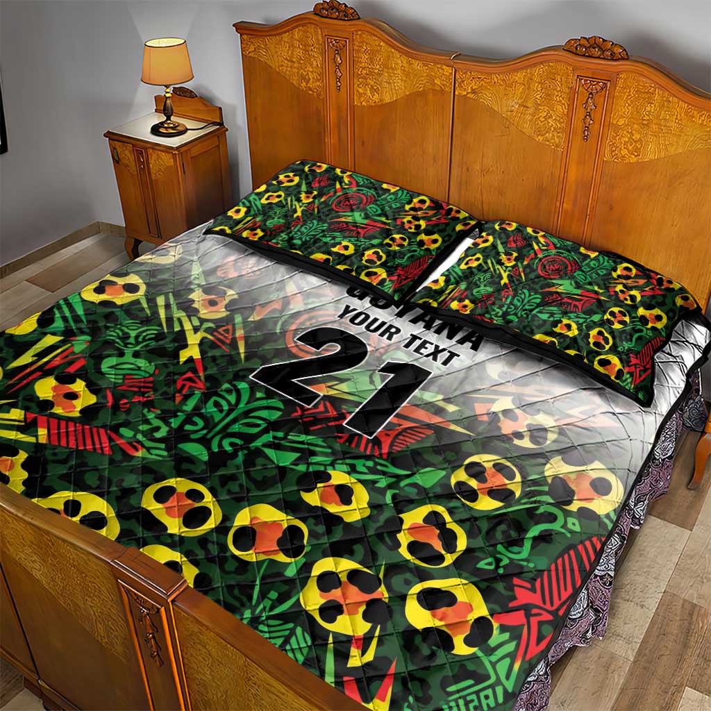 Custom Guyana Football Quilt Bed Set Spirit of the Jaguar - White - Wonder Print Shop