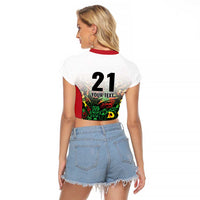 Custom Guyana Football Raglan Cropped T Shirt Spirit of the Jaguar - White - Wonder Print Shop