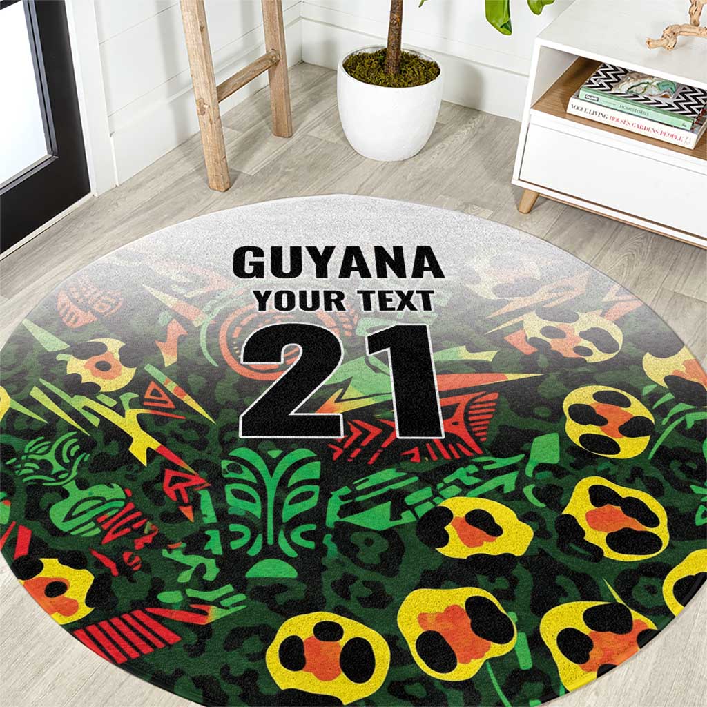 Custom Guyana Football Round Carpet Spirit of the Jaguar - White - Wonder Print Shop