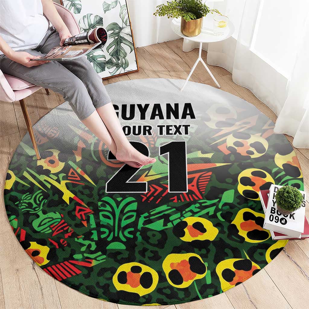 Custom Guyana Football Round Carpet Spirit of the Jaguar - White - Wonder Print Shop