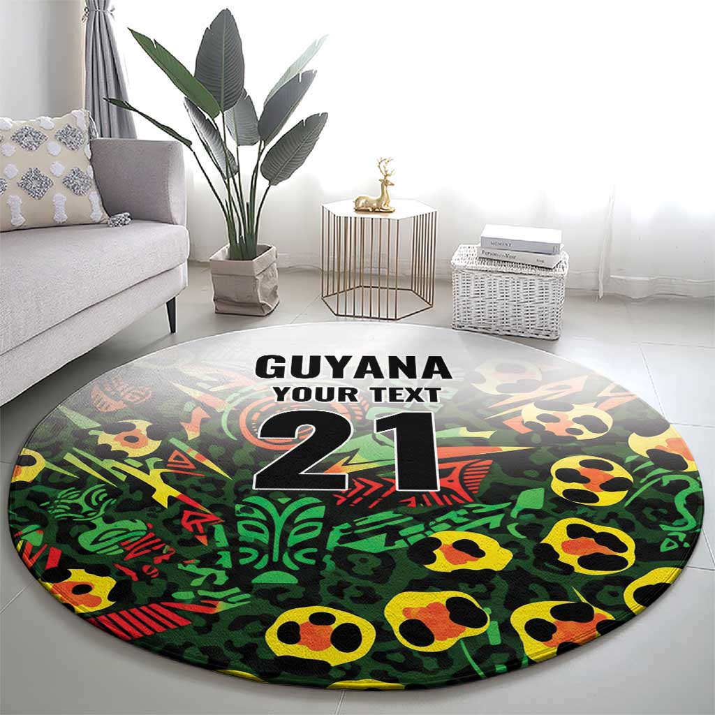 Custom Guyana Football Round Carpet Spirit of the Jaguar - White - Wonder Print Shop