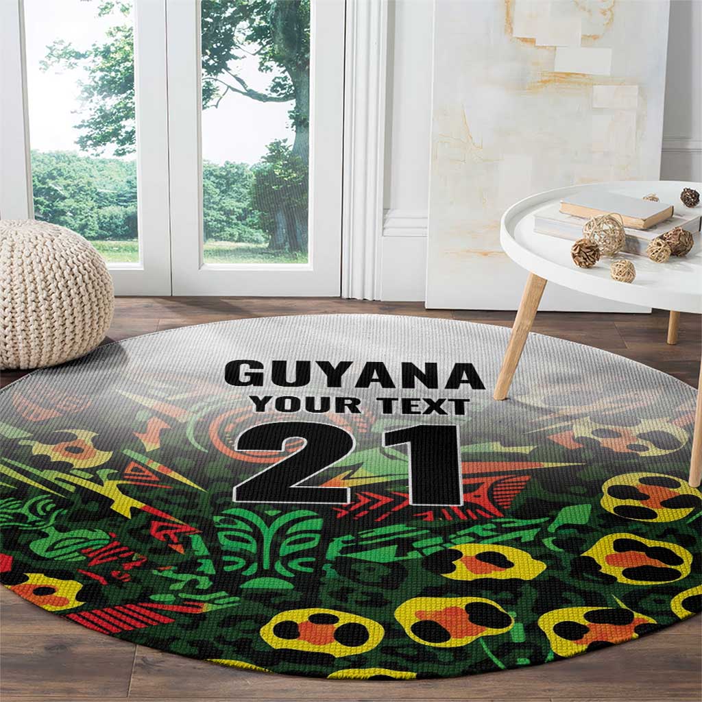 Custom Guyana Football Round Carpet Spirit of the Jaguar - White - Wonder Print Shop