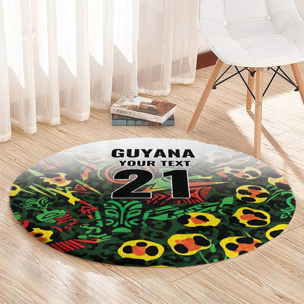 Custom Guyana Football Round Carpet Spirit of the Jaguar - White - Wonder Print Shop
