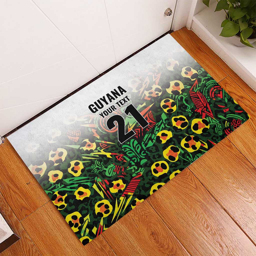 Custom Guyana Football Rubber Doormat Spirit of the Jaguar - White - Wonder Print Shop