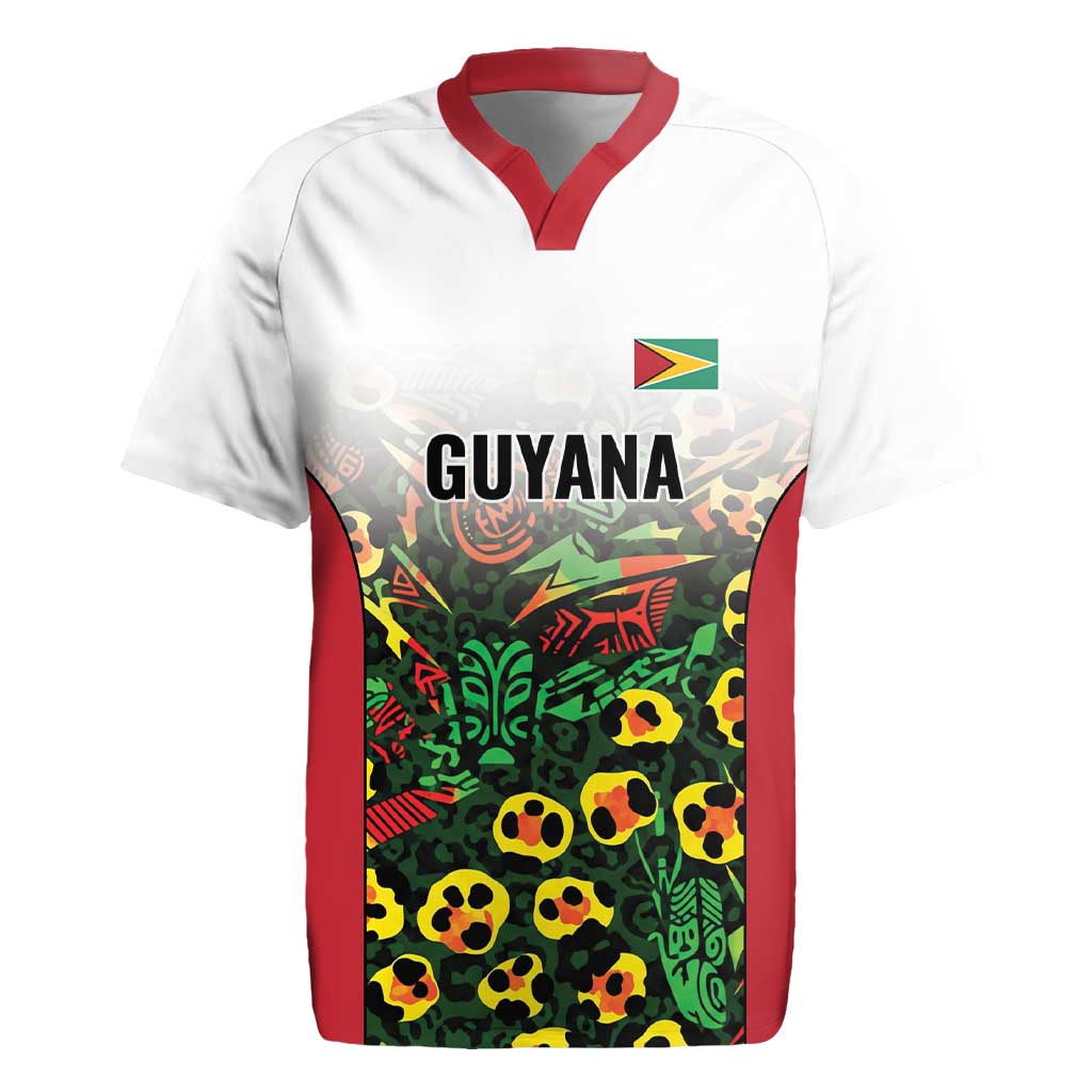 Custom Guyana Football Rugby Jersey Spirit of the Jaguar - White - Wonder Print Shop