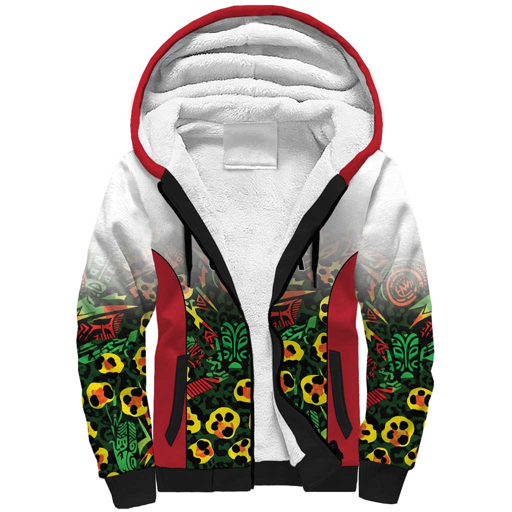 Custom Guyana Football Sherpa Hoodie Spirit of the Jaguar - White - Wonder Print Shop