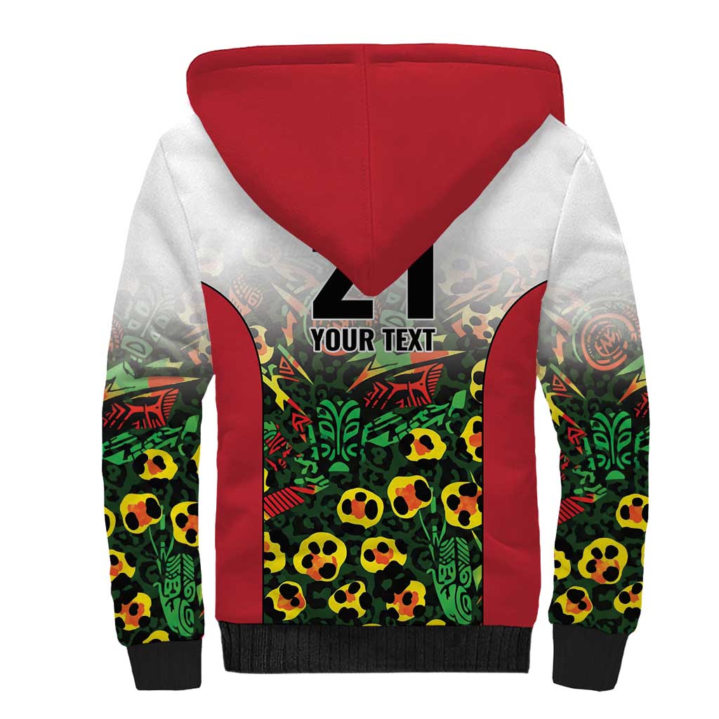 Custom Guyana Football Sherpa Hoodie Spirit of the Jaguar - White - Wonder Print Shop