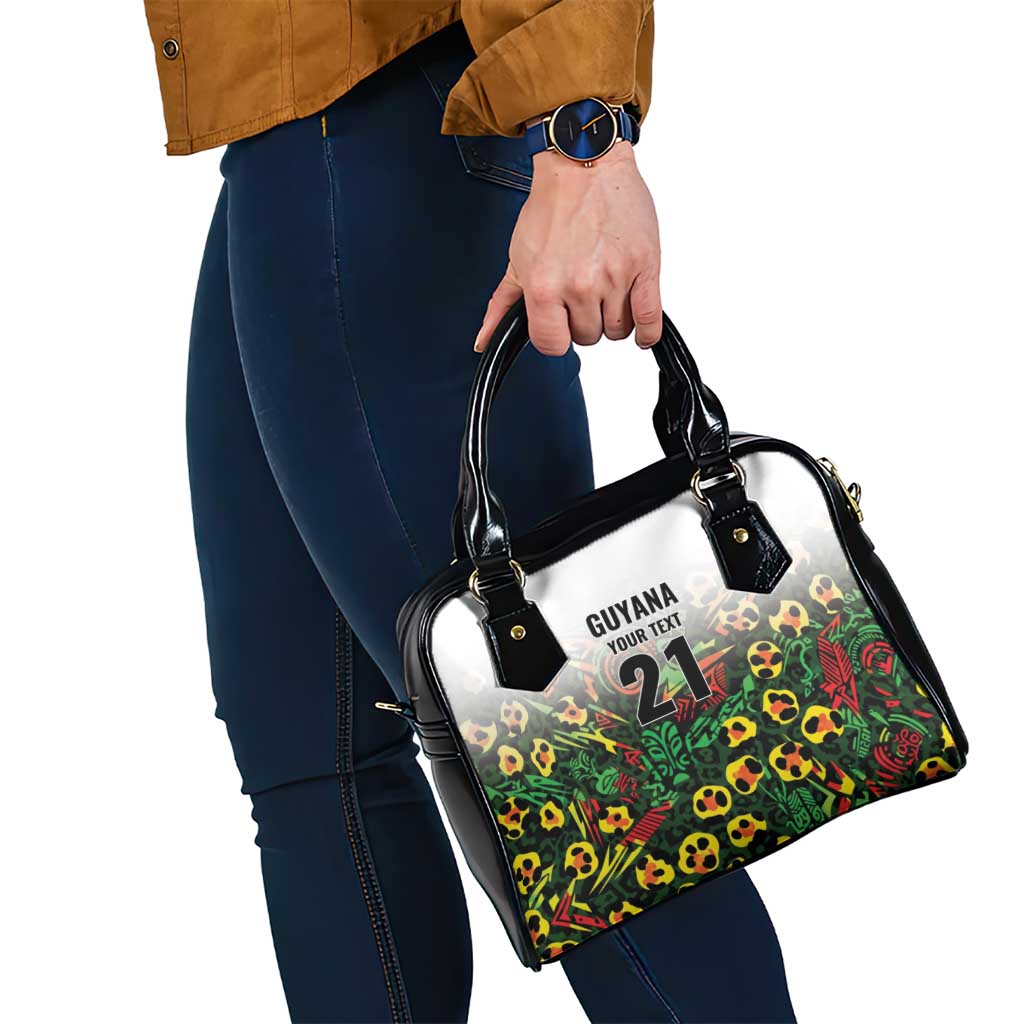 Custom Guyana Football Shoulder Handbag Spirit of the Jaguar - White - Wonder Print Shop