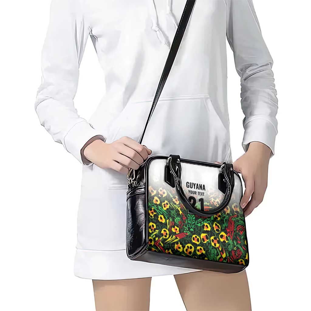 Custom Guyana Football Shoulder Handbag Spirit of the Jaguar - White - Wonder Print Shop