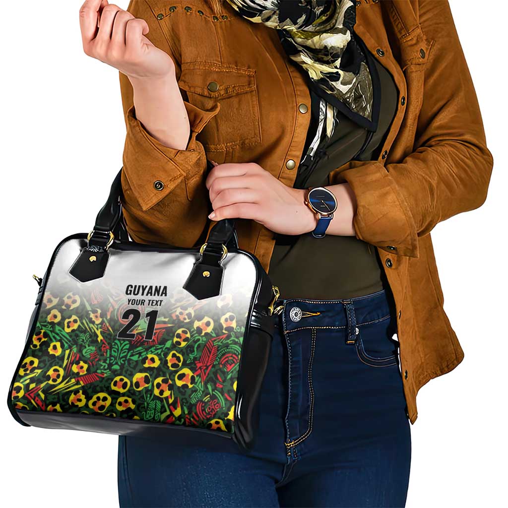 Custom Guyana Football Shoulder Handbag Spirit of the Jaguar - White - Wonder Print Shop