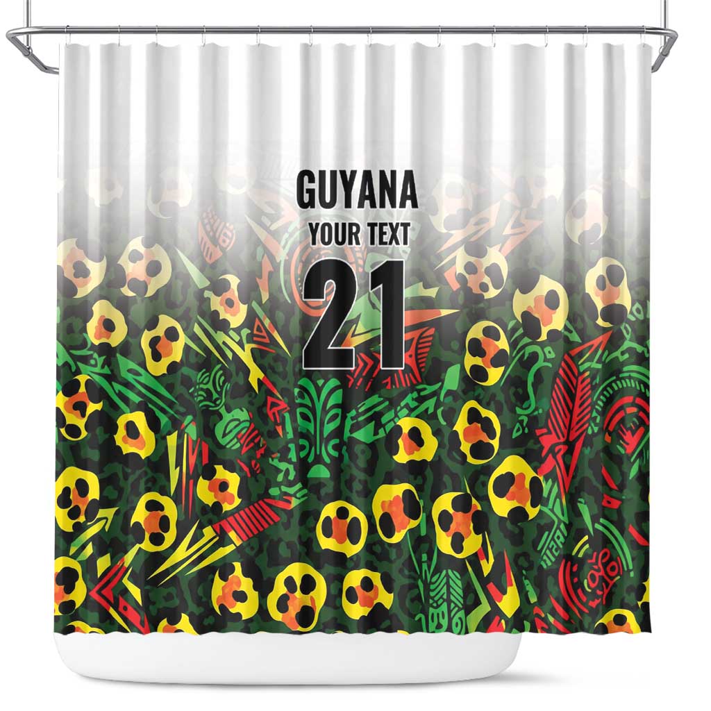 Custom Guyana Football Shower Curtain Spirit of the Jaguar - White - Wonder Print Shop