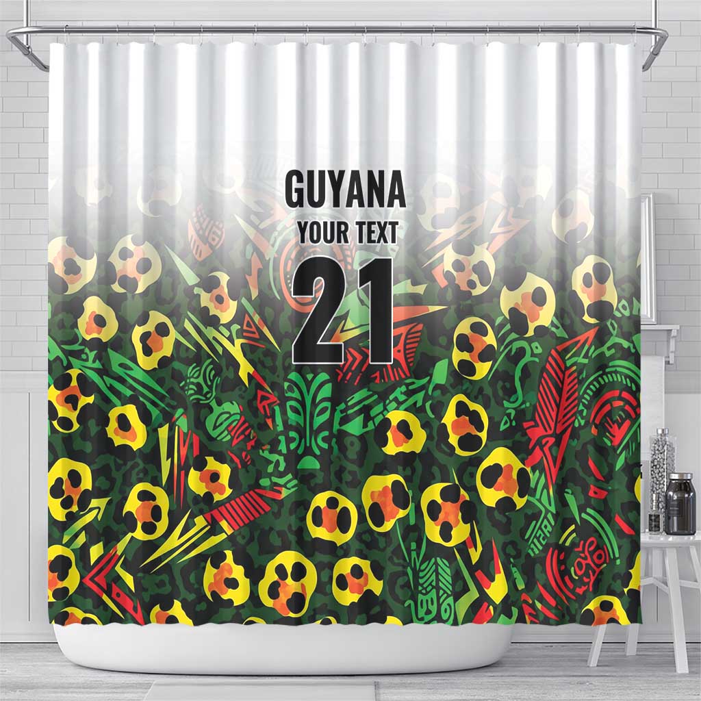 Custom Guyana Football Shower Curtain Spirit of the Jaguar - White - Wonder Print Shop