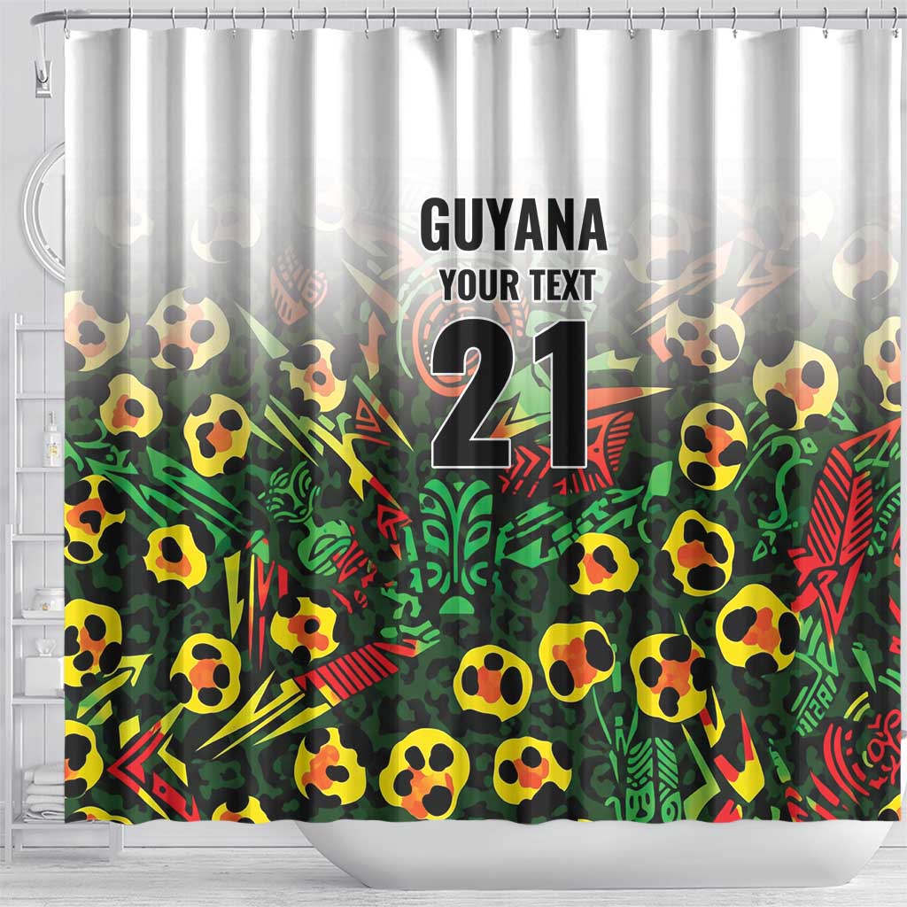 Custom Guyana Football Shower Curtain Spirit of the Jaguar - White - Wonder Print Shop