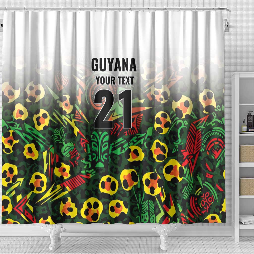 Custom Guyana Football Shower Curtain Spirit of the Jaguar - White - Wonder Print Shop