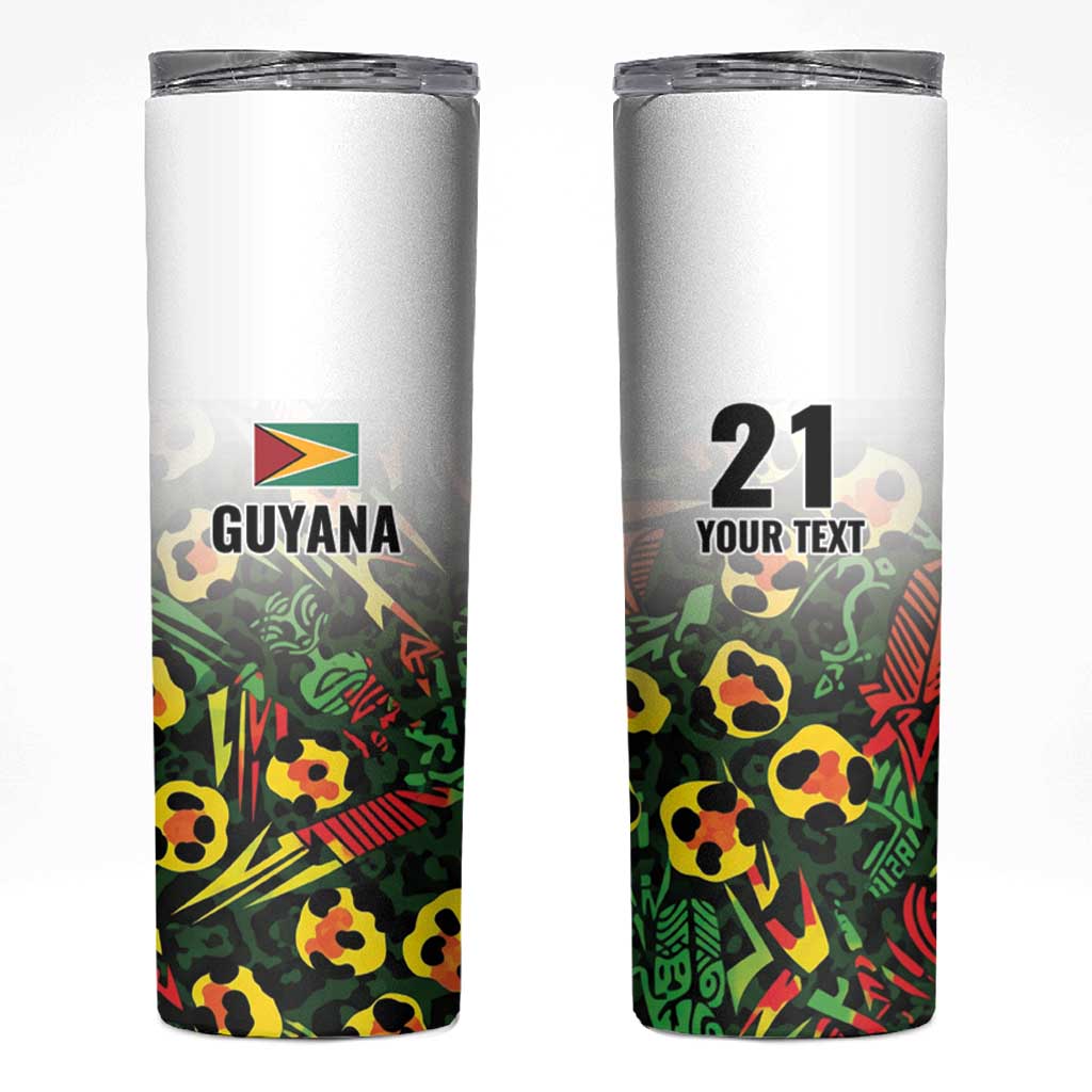 Custom Guyana Football Skinny Tumbler Spirit of the Jaguar - White - Wonder Print Shop
