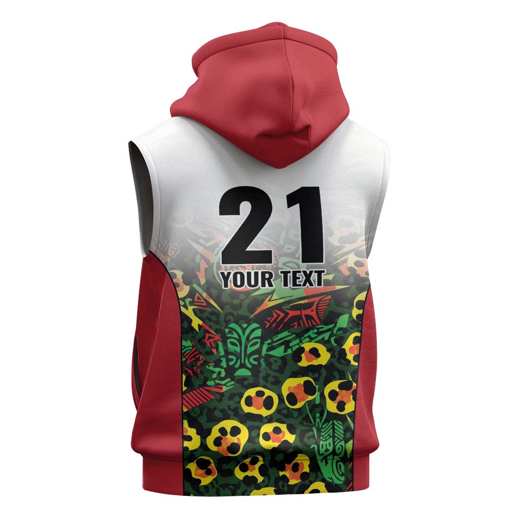 Custom Guyana Football Sleeveless Hoodie Spirit of the Jaguar - White - Wonder Print Shop
