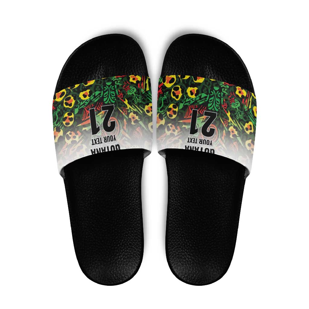 Custom Guyana Football Slide Sandals Spirit of the Jaguar - White - Wonder Print Shop