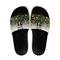 Custom Guyana Football Slide Sandals Spirit of the Jaguar - White - Wonder Print Shop