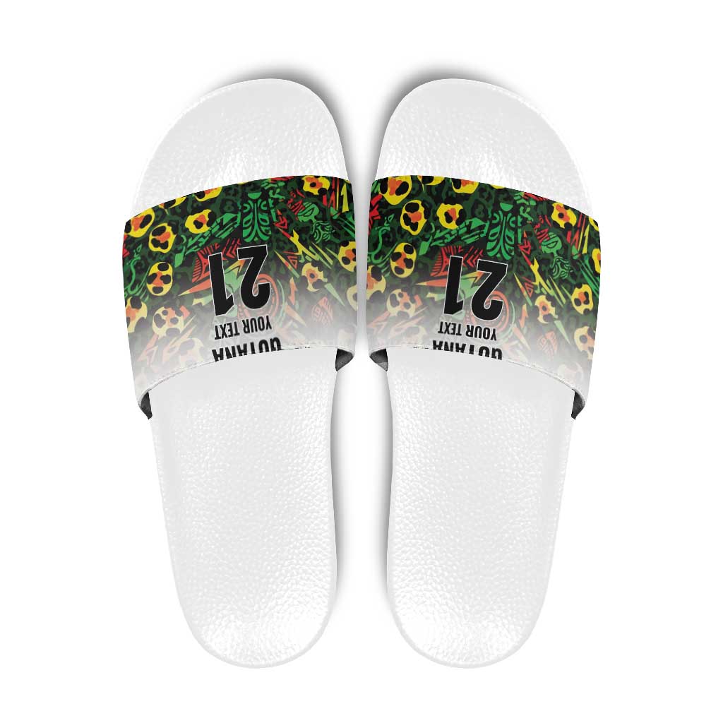 Custom Guyana Football Slide Sandals Spirit of the Jaguar - White - Wonder Print Shop