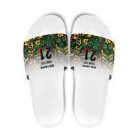 Custom Guyana Football Slide Sandals Spirit of the Jaguar - White - Wonder Print Shop